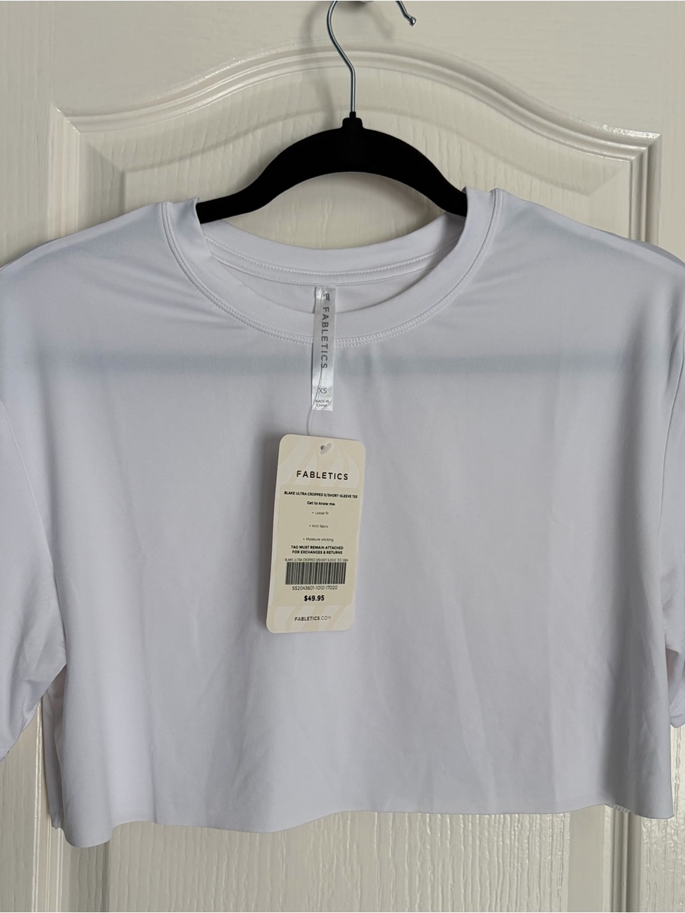 Fabletics White Short-Sleeve Performance Cropped Tee
